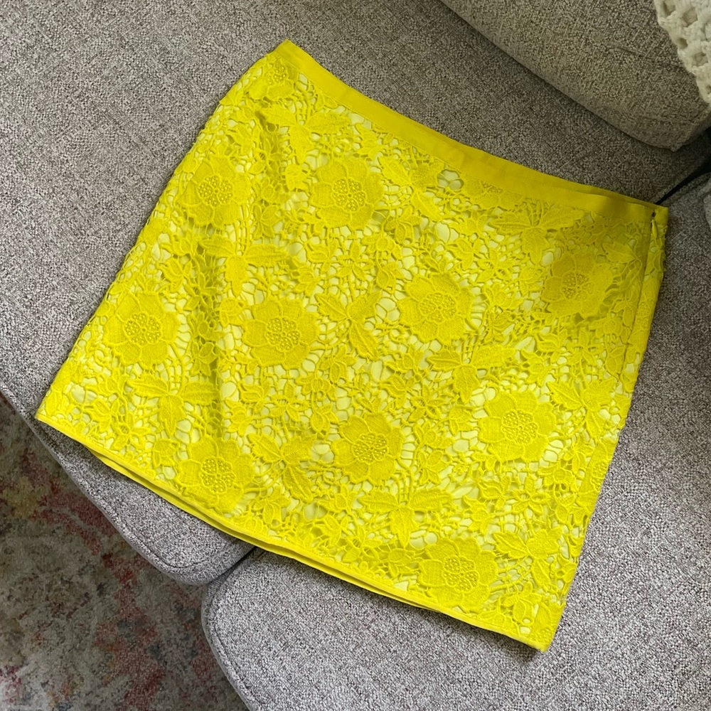 Madewell Yellow Lace Mini Skirt